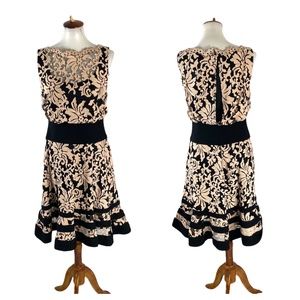 Tadashi Shoji Embroidered Lace Blouson Waist Dress SZ 6